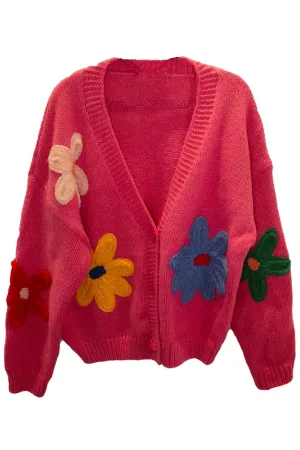 Crochet Applique Bold Floral Cardigan