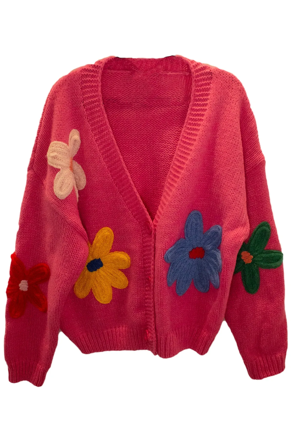 Crochet Applique Bold Floral Cardigan