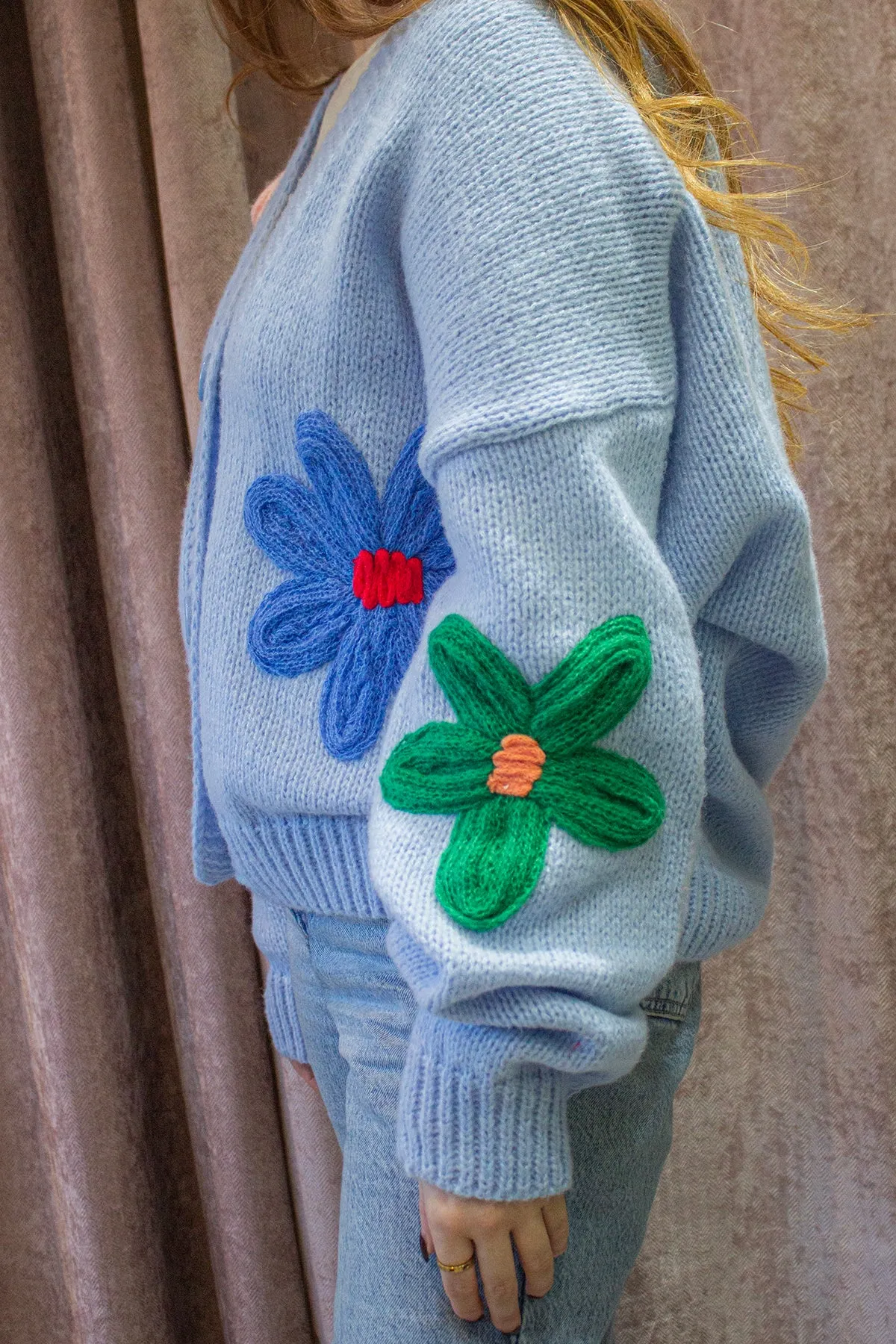 Crochet Applique Bold Floral Cardigan