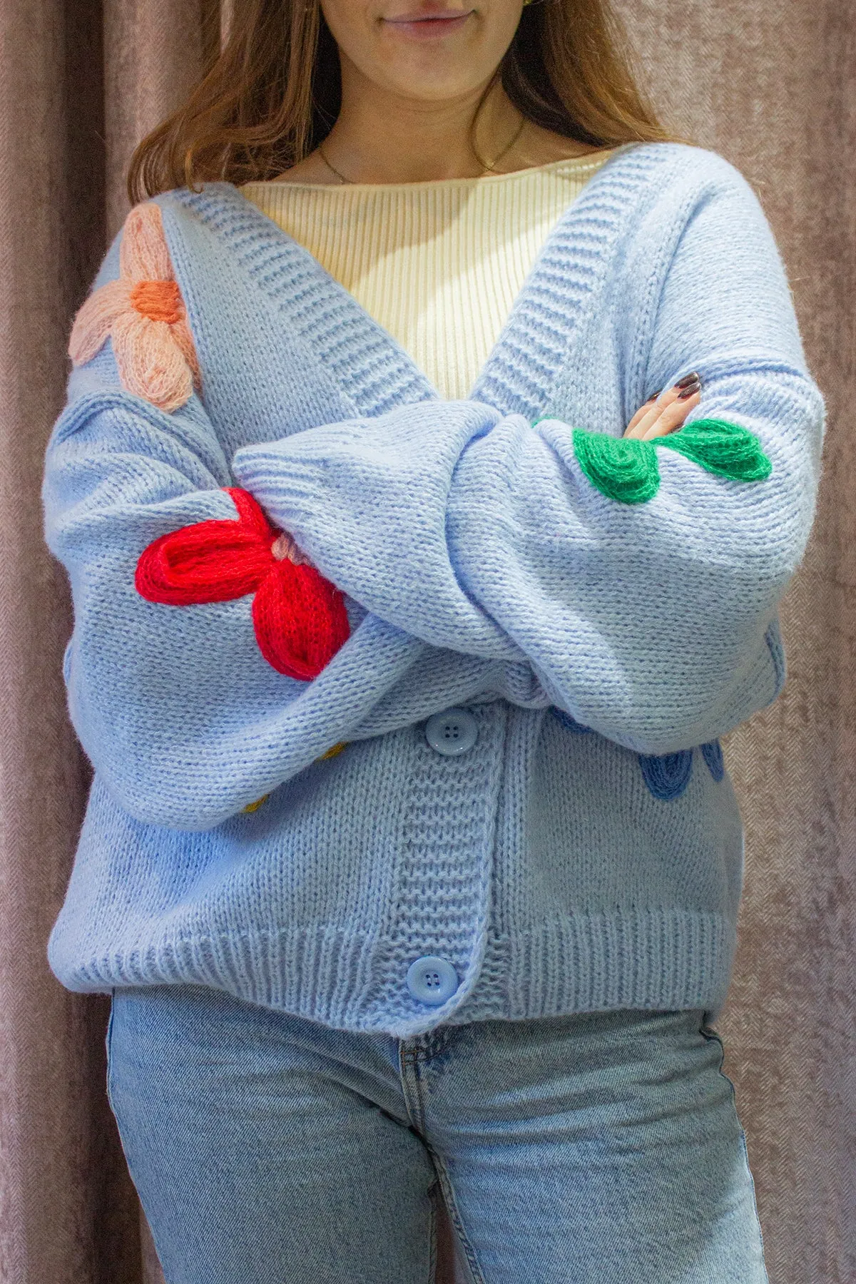 Crochet Applique Bold Floral Cardigan