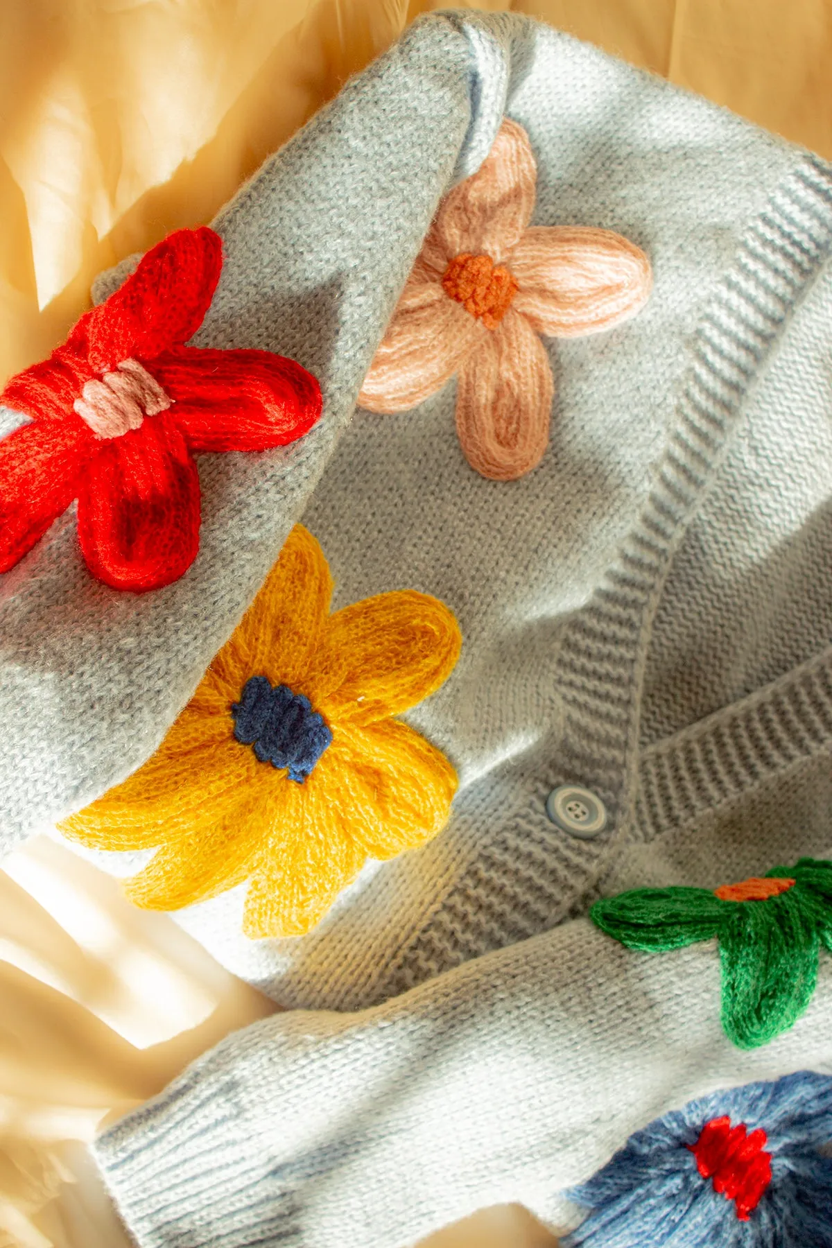 Crochet Applique Bold Floral Cardigan