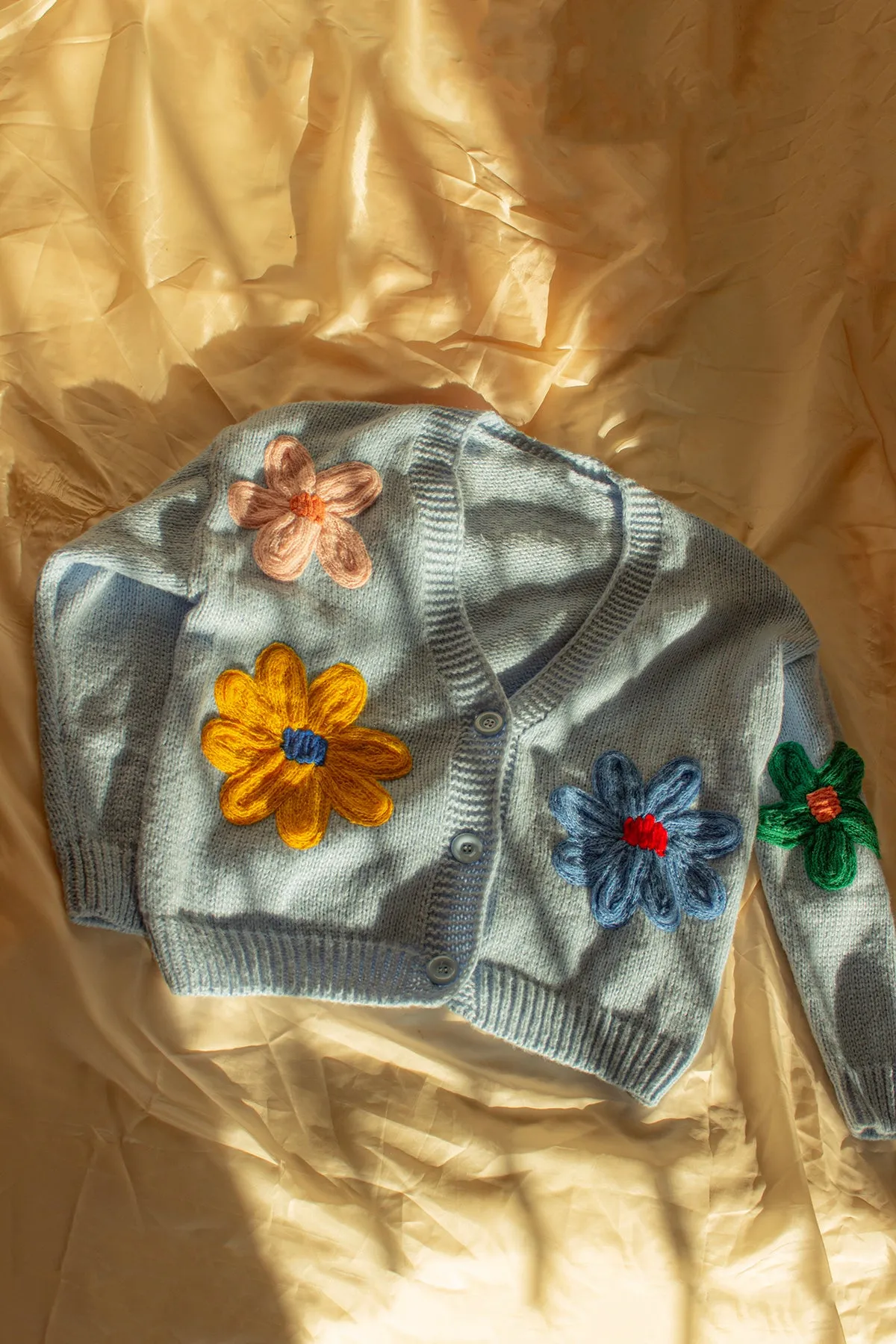 Crochet Applique Bold Floral Cardigan