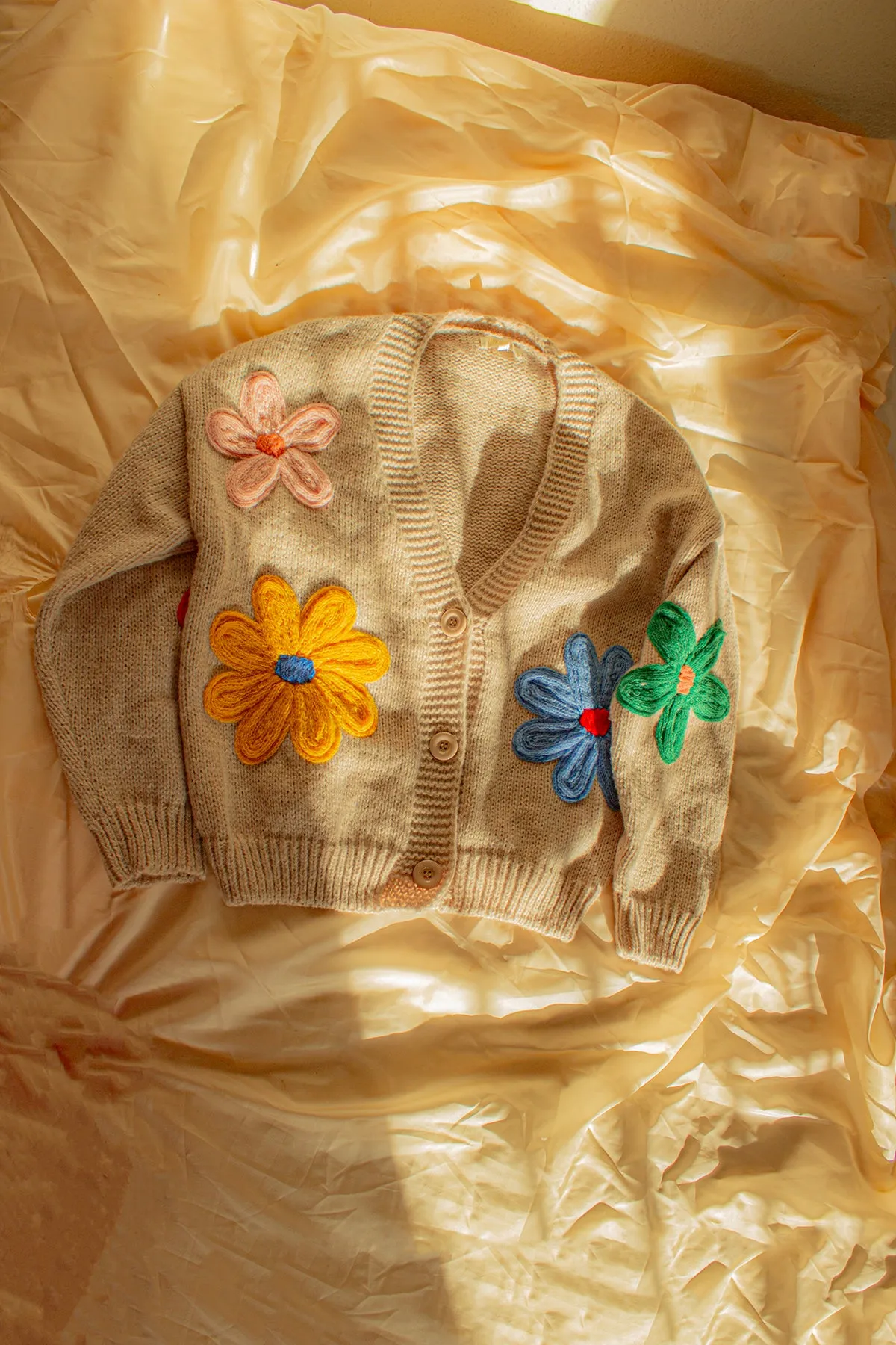 Crochet Applique Bold Floral Cardigan