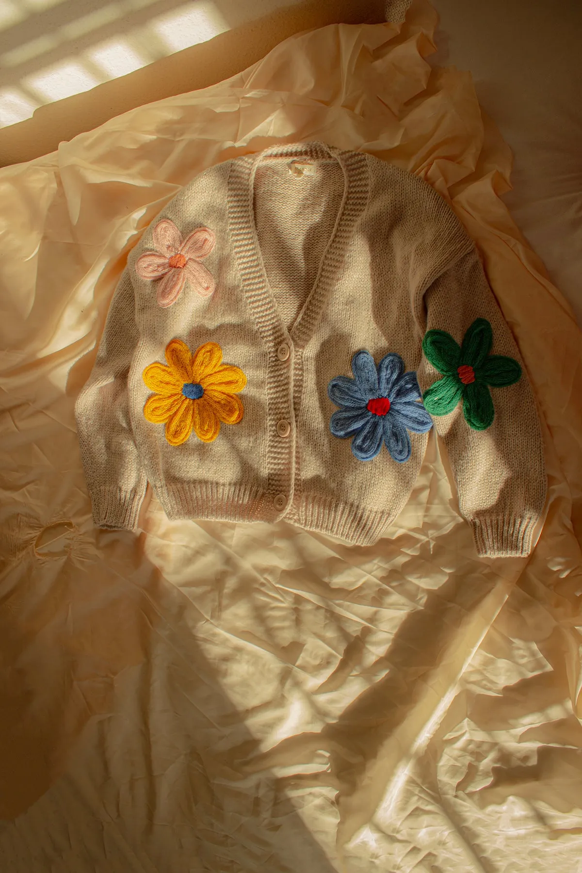 Crochet Applique Bold Floral Cardigan
