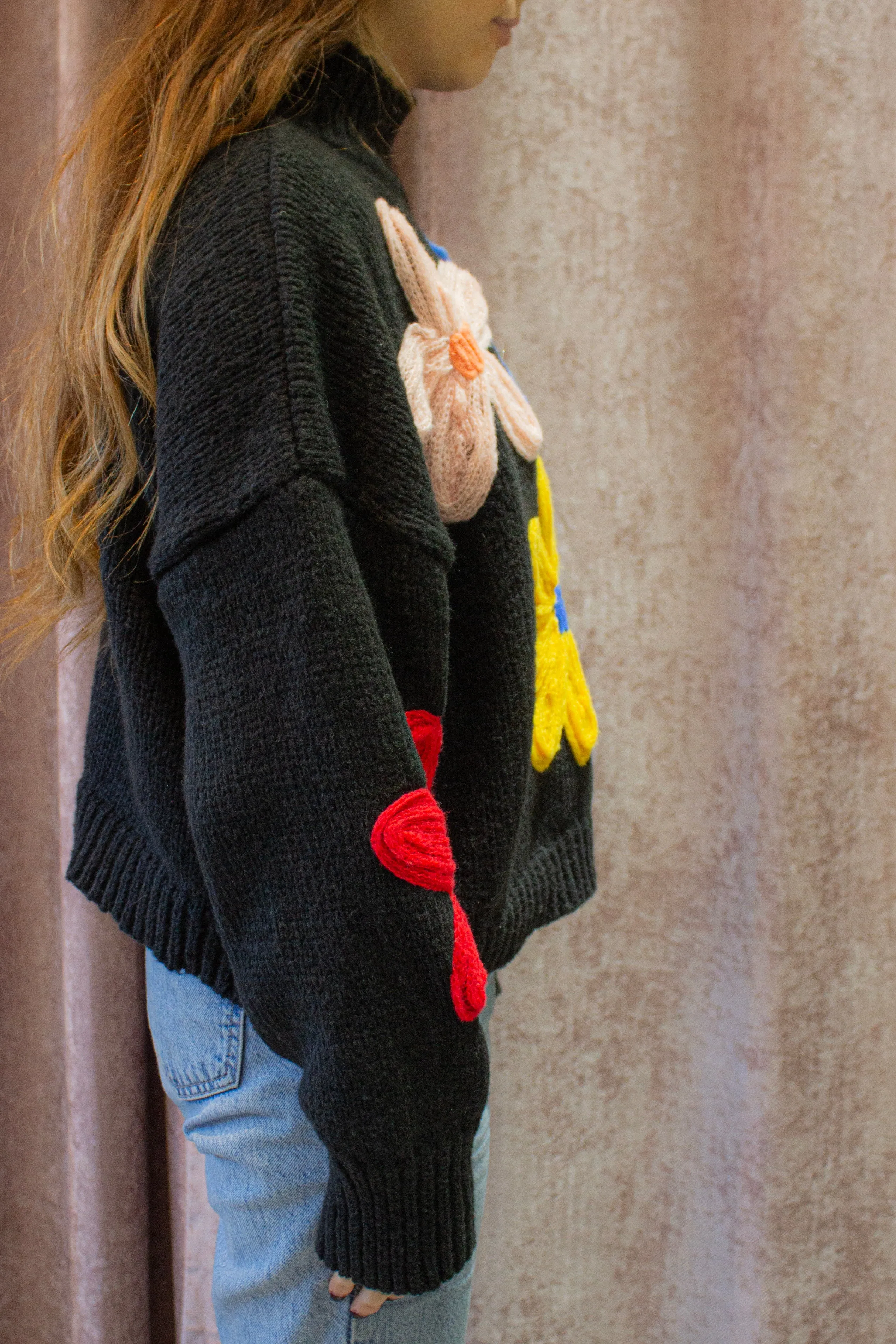 Crochet Applique Bold Floral Jumper