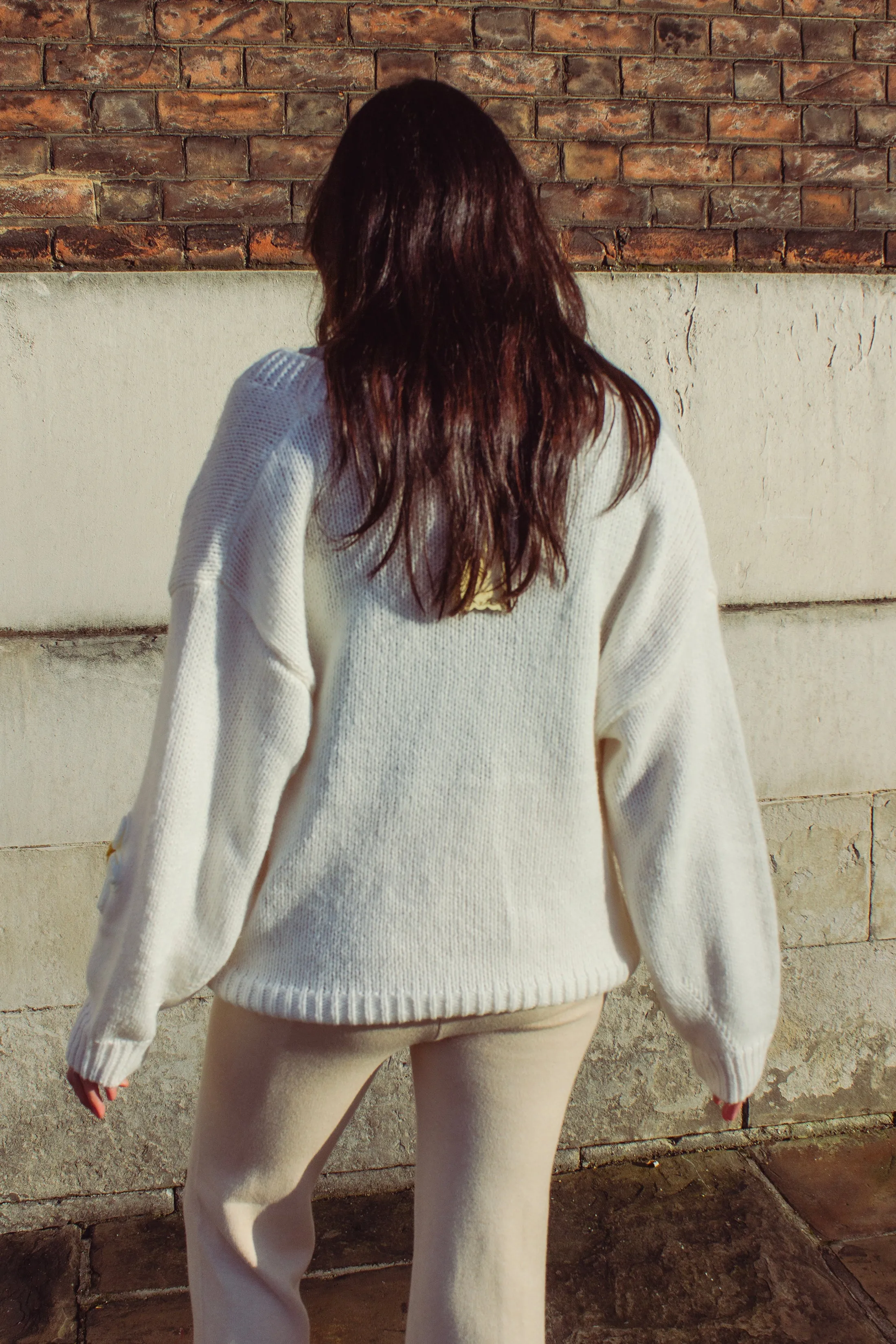 Crochet Applique Daisy Cardigan