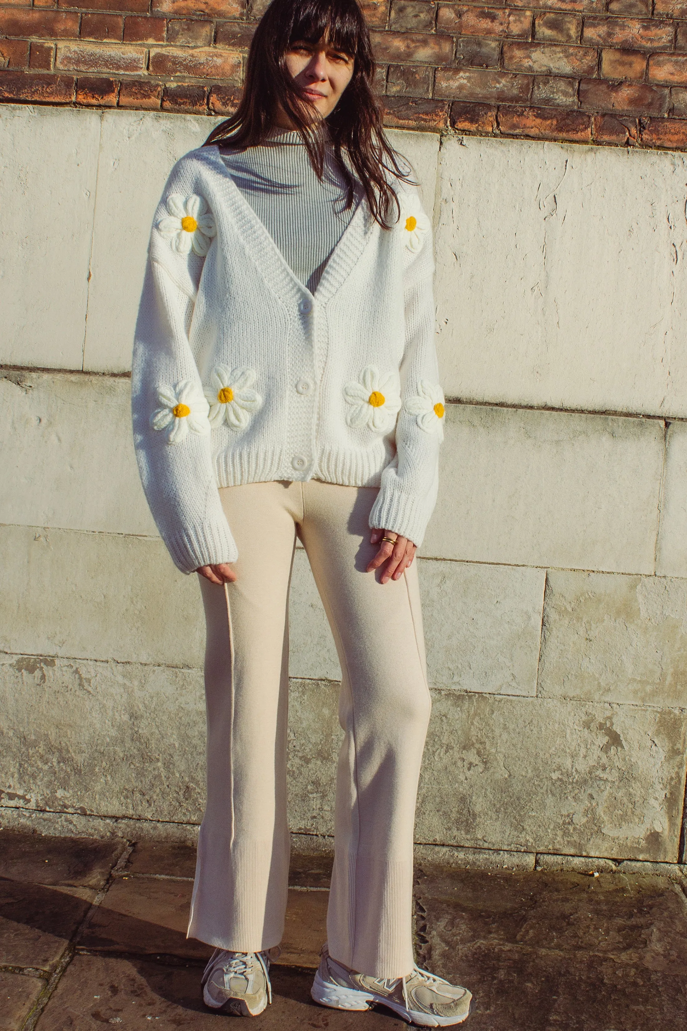Crochet Applique Daisy Cardigan