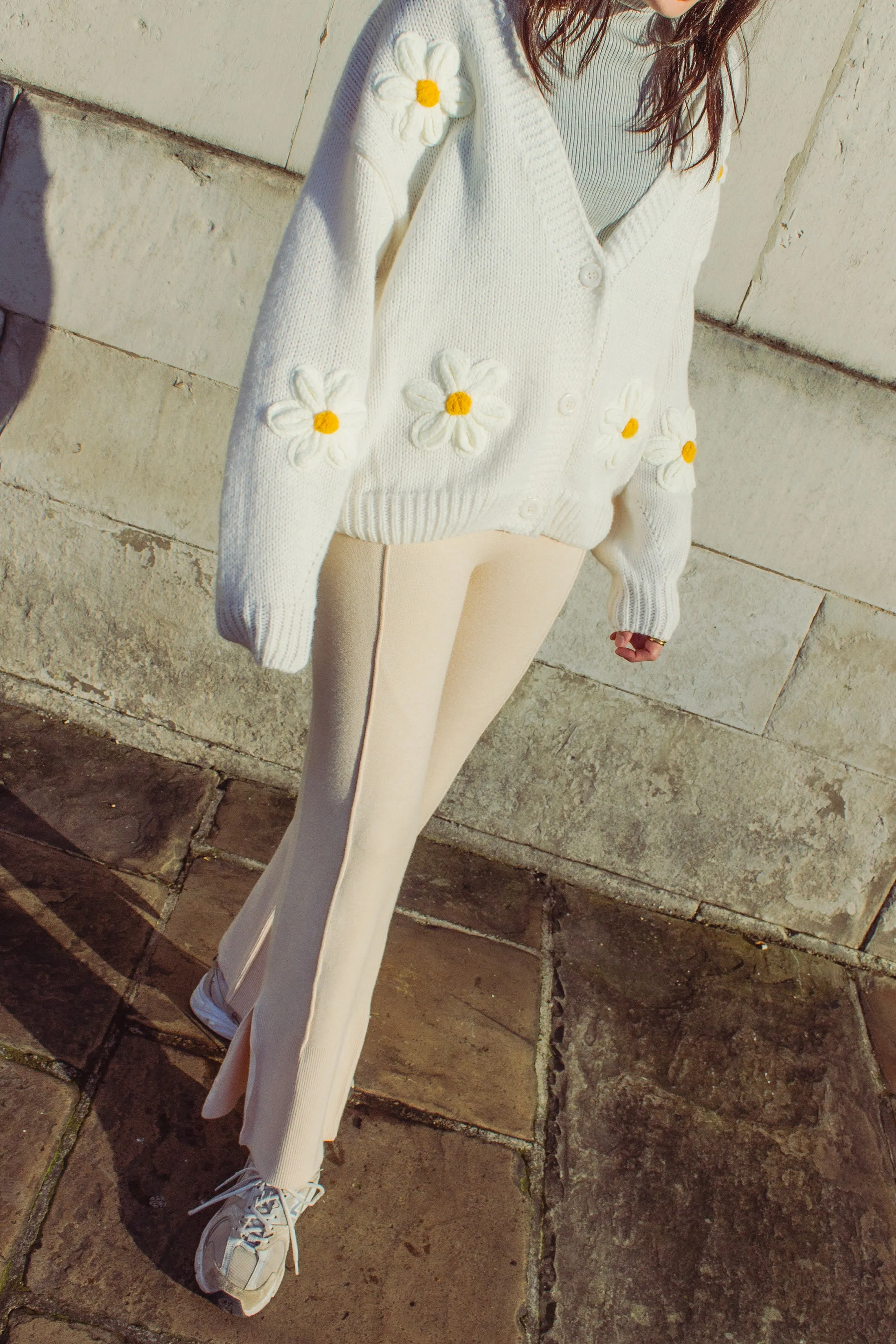 Crochet Applique Daisy Cardigan