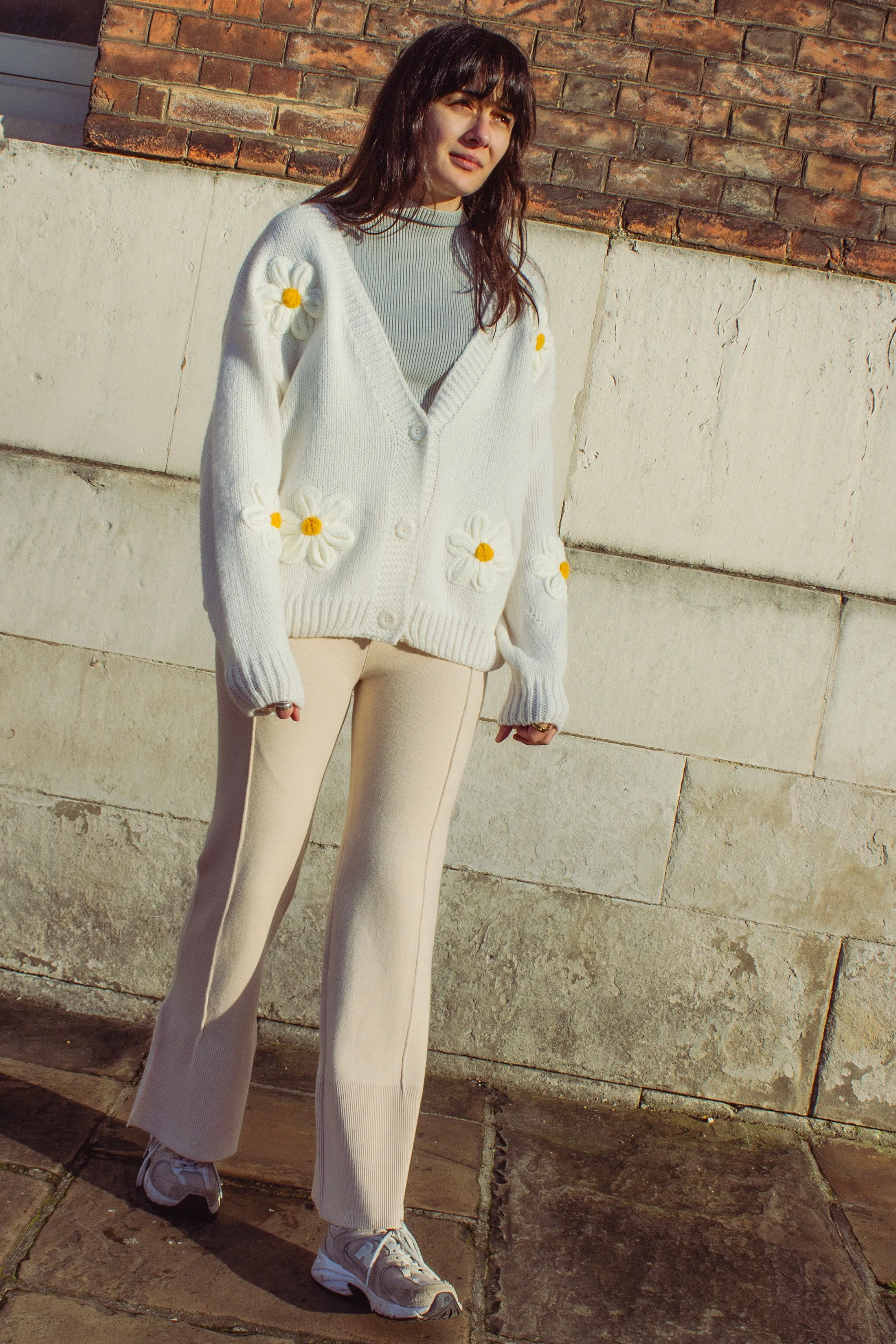 Crochet Applique Daisy Cardigan