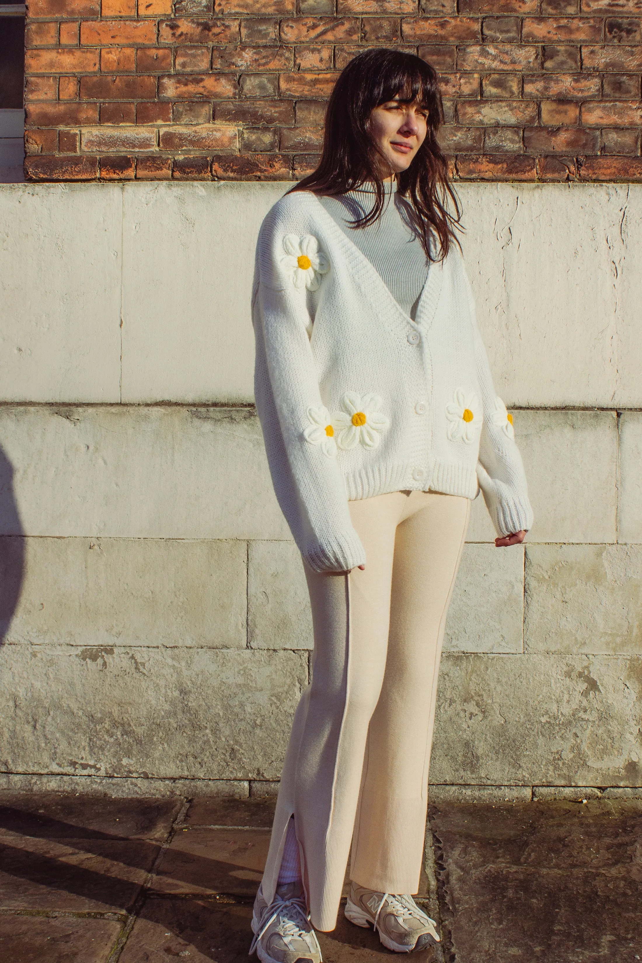 Crochet Applique Daisy Cardigan