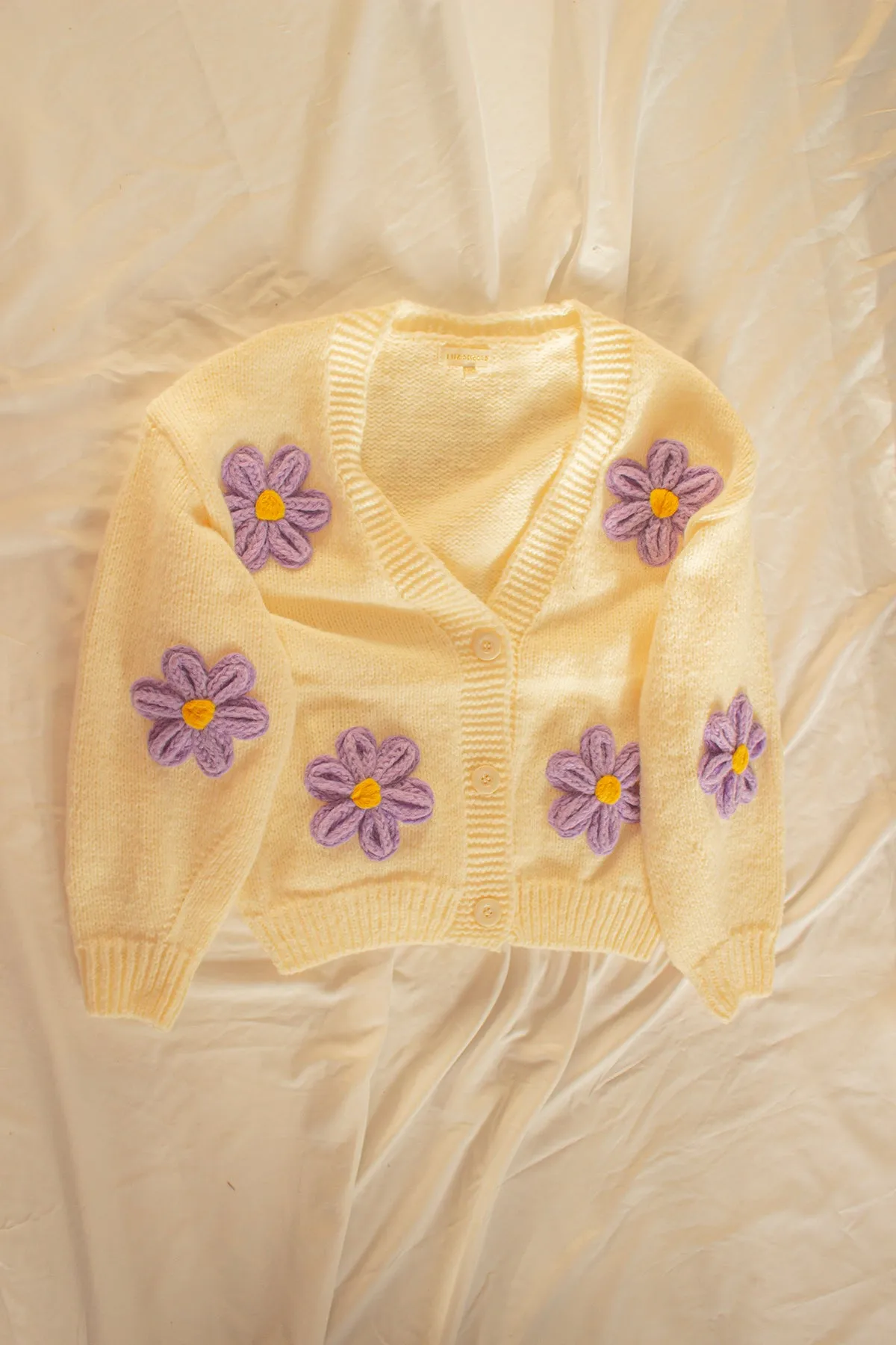 Crochet Applique Daisy Cardigan