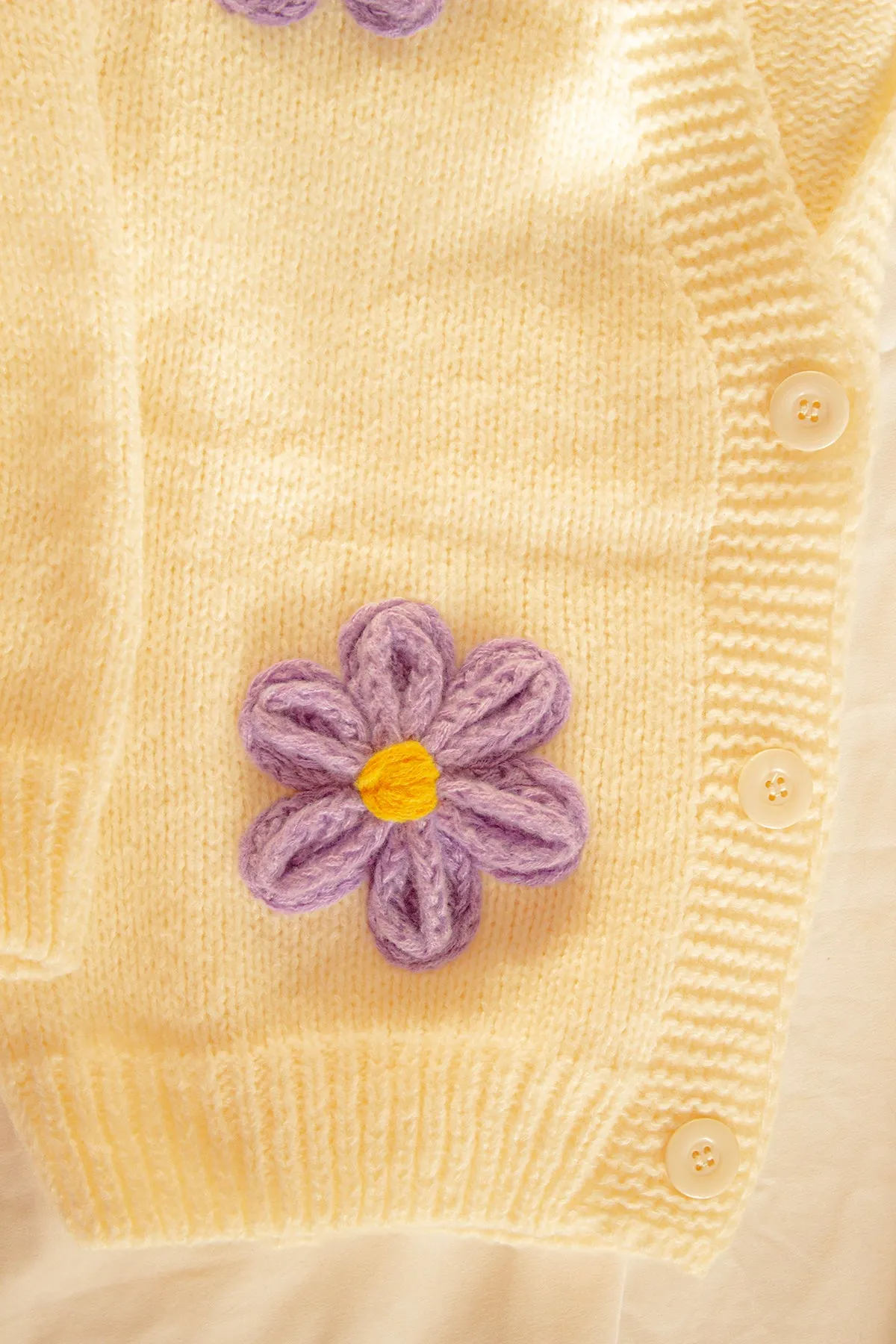 Crochet Applique Daisy Cardigan