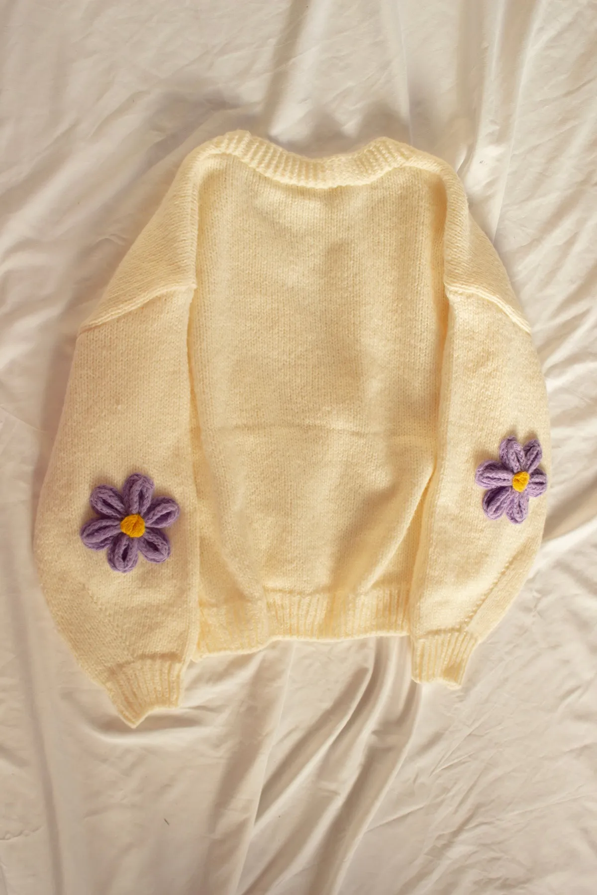 Crochet Applique Daisy Cardigan