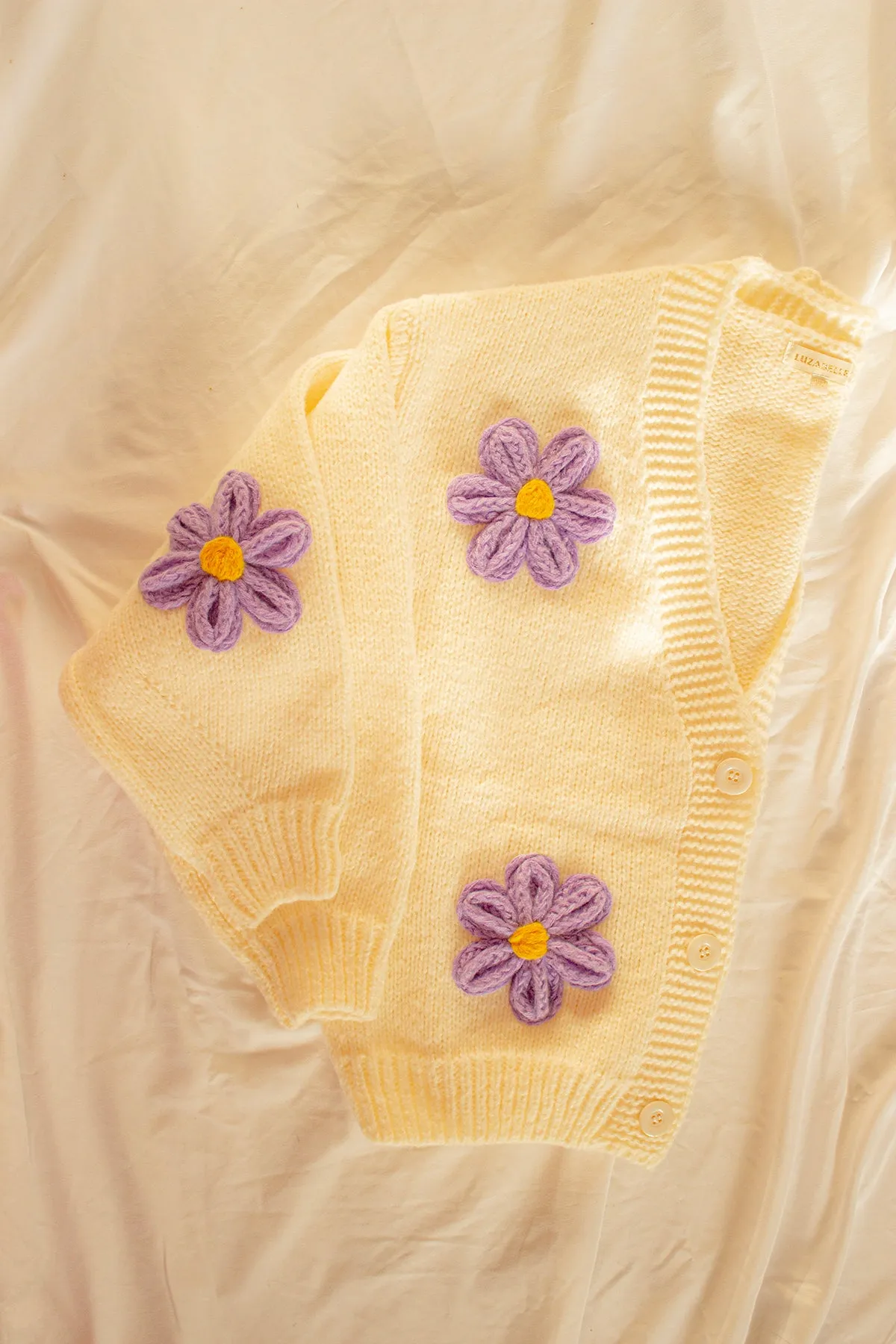 Crochet Applique Daisy Cardigan