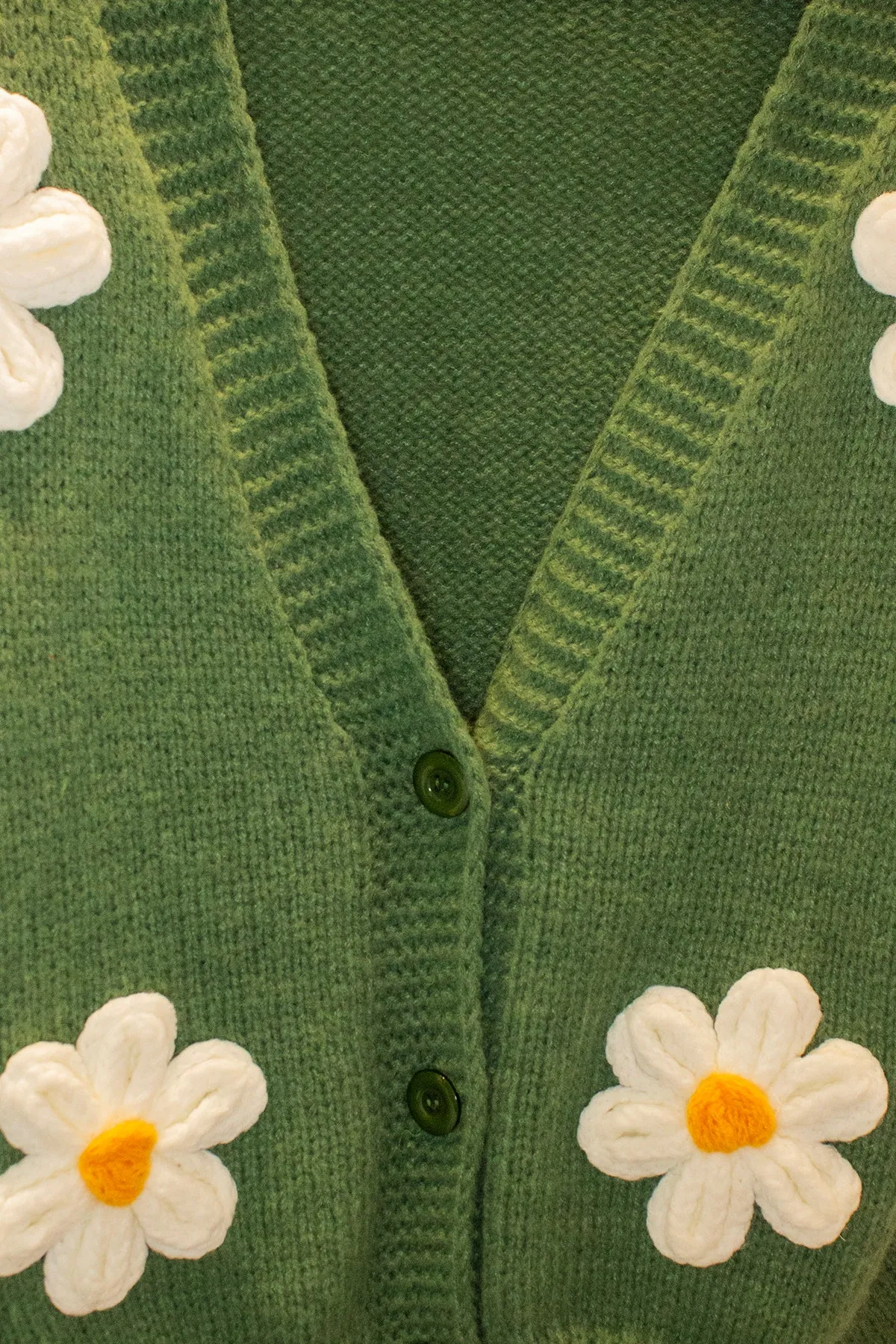 Crochet Bobble Applique Relaxed Daisy Cardigan