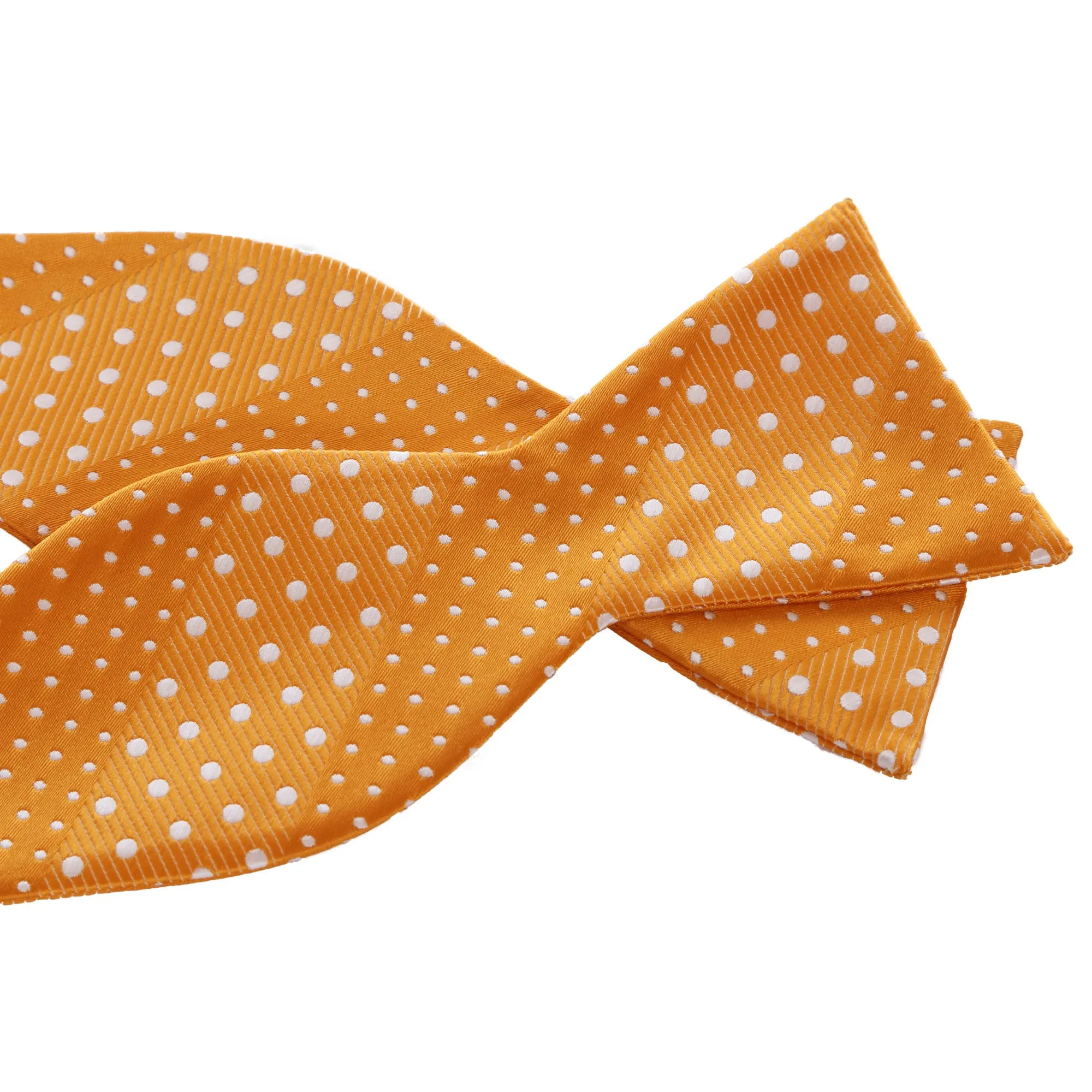 Crush - Orange Self-Tie Bow Tie with Dotted Stripe