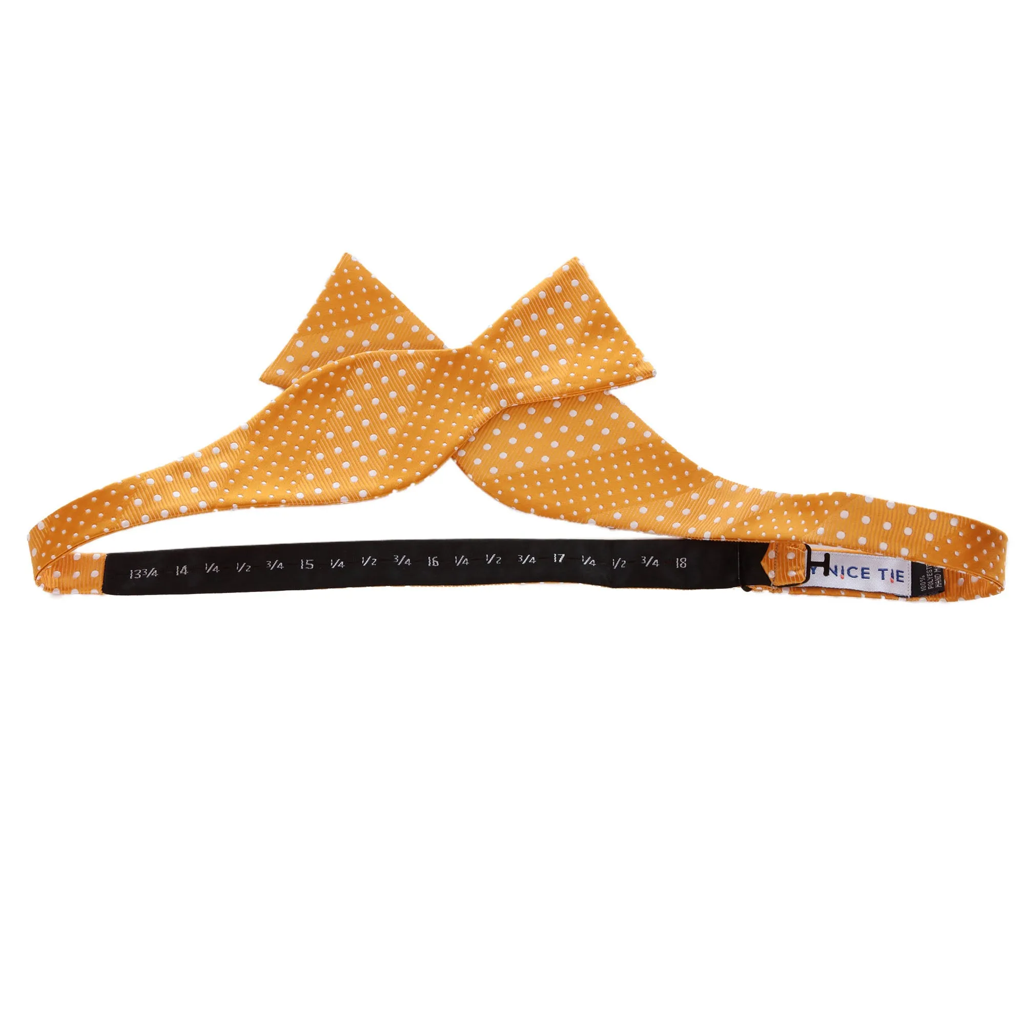 Crush - Orange Self-Tie Bow Tie with Dotted Stripe