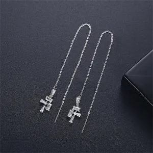 Crystal & Silver-Plated Geometric Threader Earrings