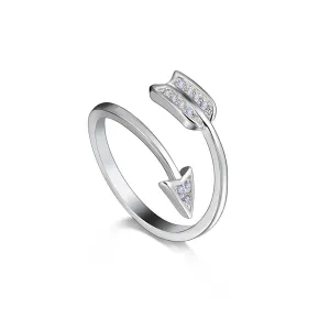 Cubic Zirconia & Silver-Plated Arrow Adjustable Ring