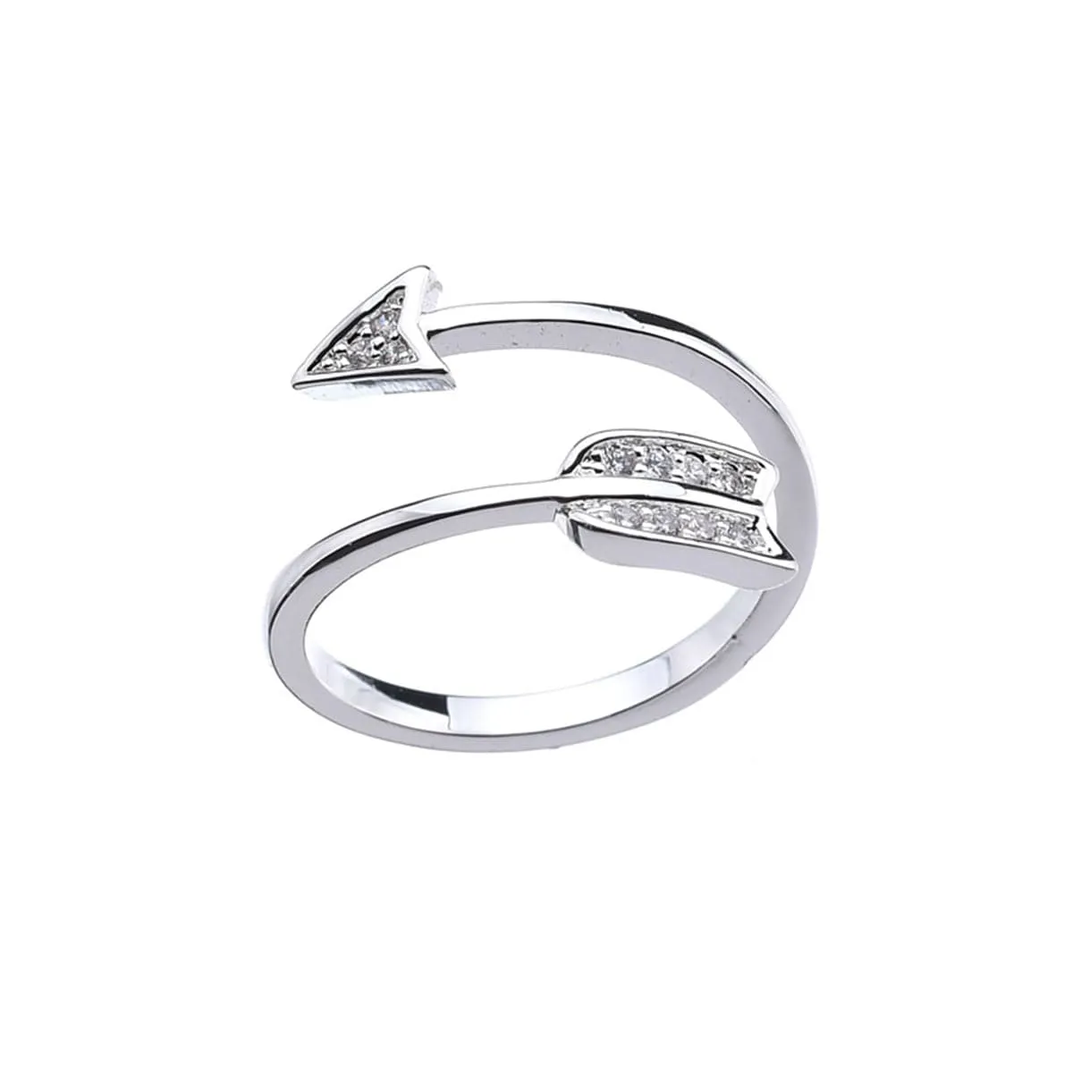 Cubic Zirconia & Silver-Plated Arrow Adjustable Ring