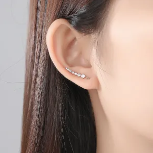 Cubic Zirconia & Silver-Plated Ear Climbers