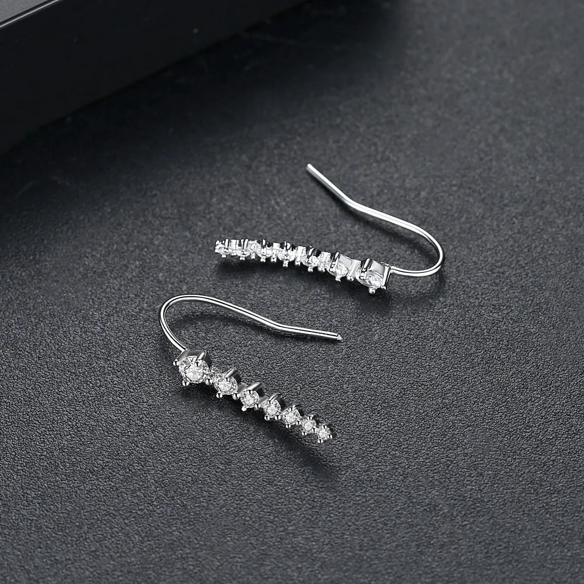 Cubic Zirconia & Silver-Plated Ear Climbers