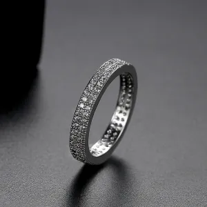 Cubic Zirconia & Silver-Plated Invisible Band