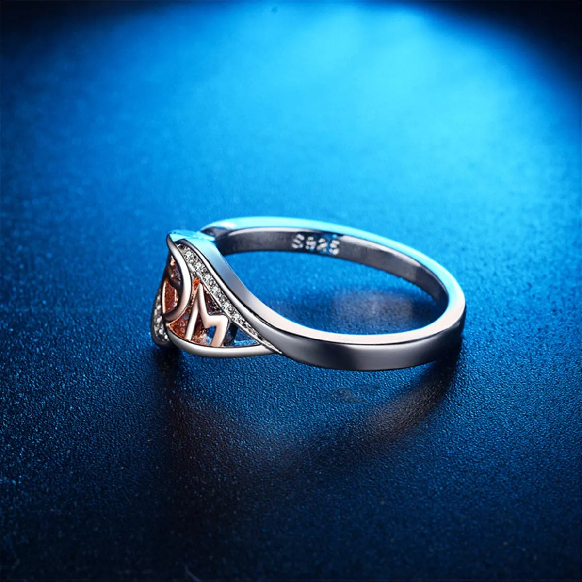 Cubic Zirconia & Two-Tone 'Mom' Ring