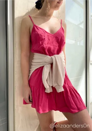 Daisy Dropped Waist Mini Dress - Pink