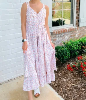 Ditsy Floral Double Hem Midi Dress