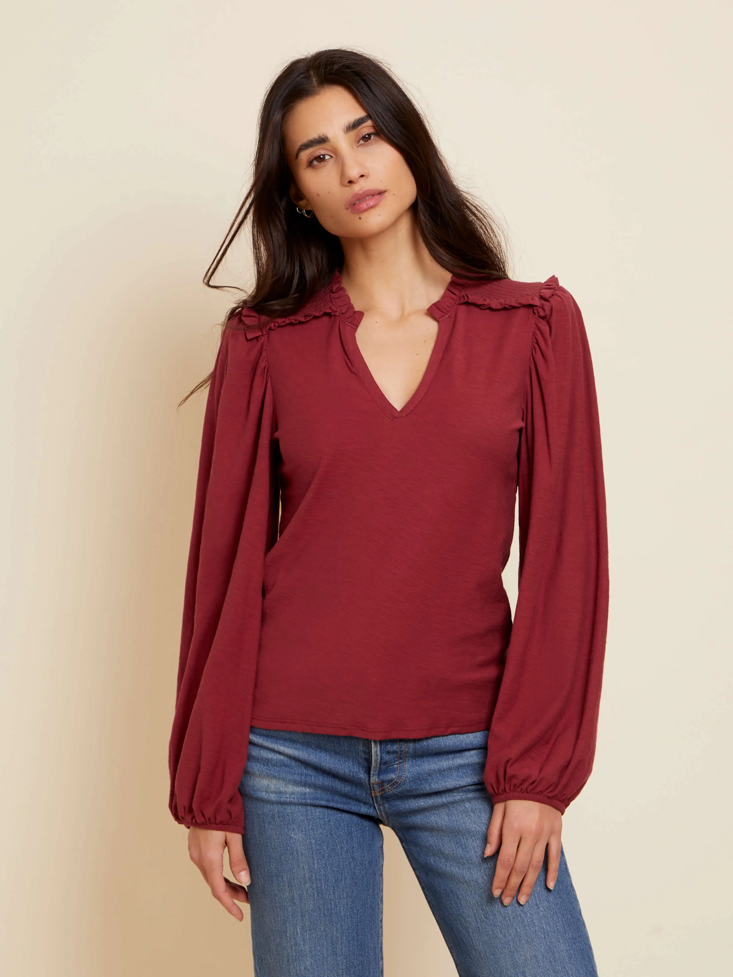 dolly smocked shoulder tee
