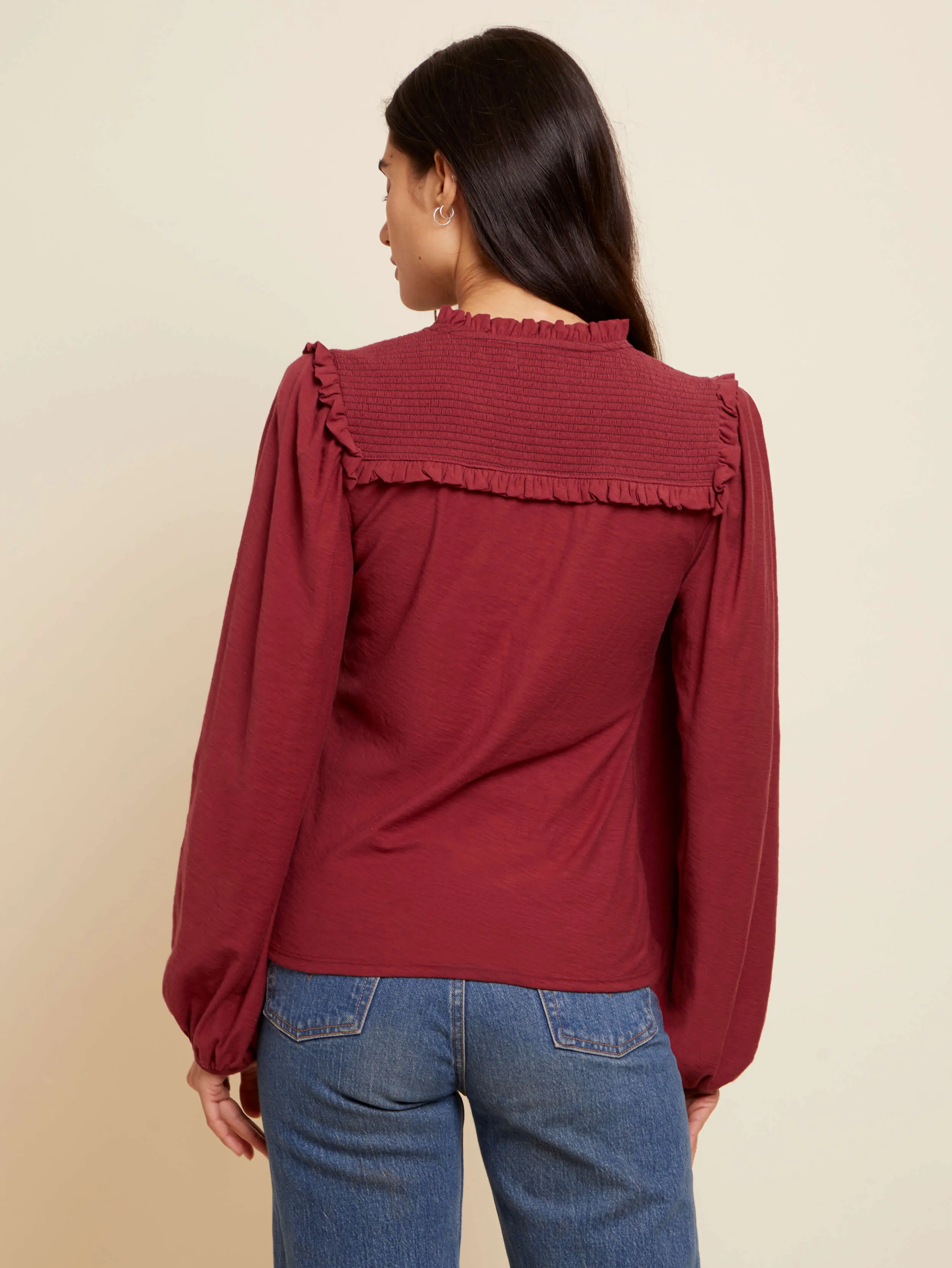 dolly smocked shoulder tee