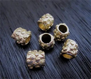 Dotted Gold Bronze Jewelry Bead and Slider (one bead)