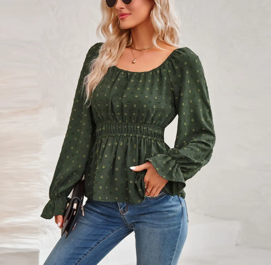 Dotted Square Neck Blouse