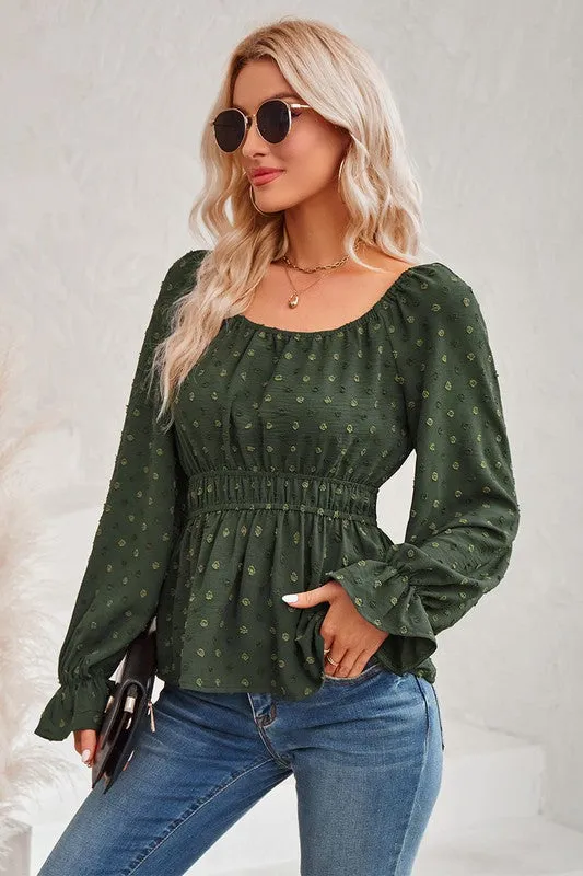 Dotted Square Neck Blouse