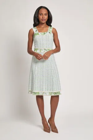 Dotted Stripe Fit-N-Flare Midi Dress