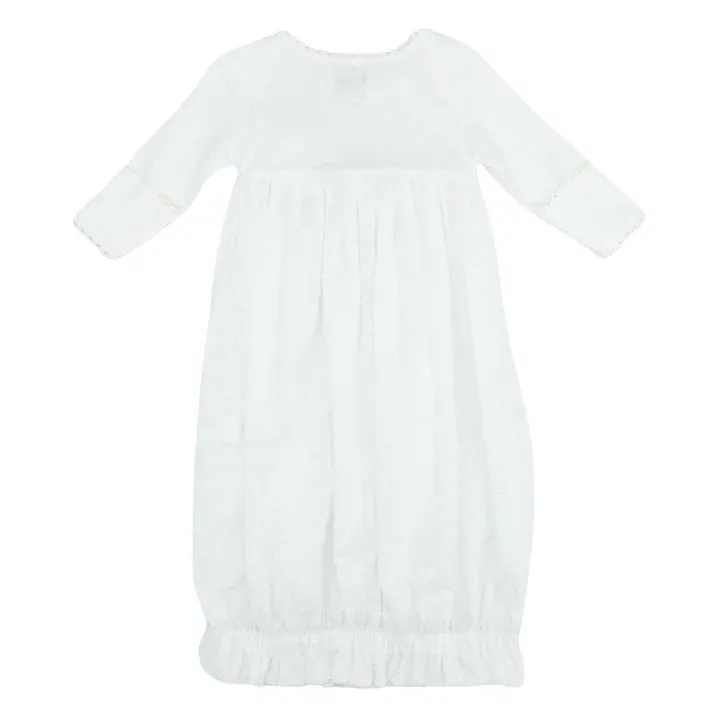 Dotted Swiss Lap Shoulder Gown