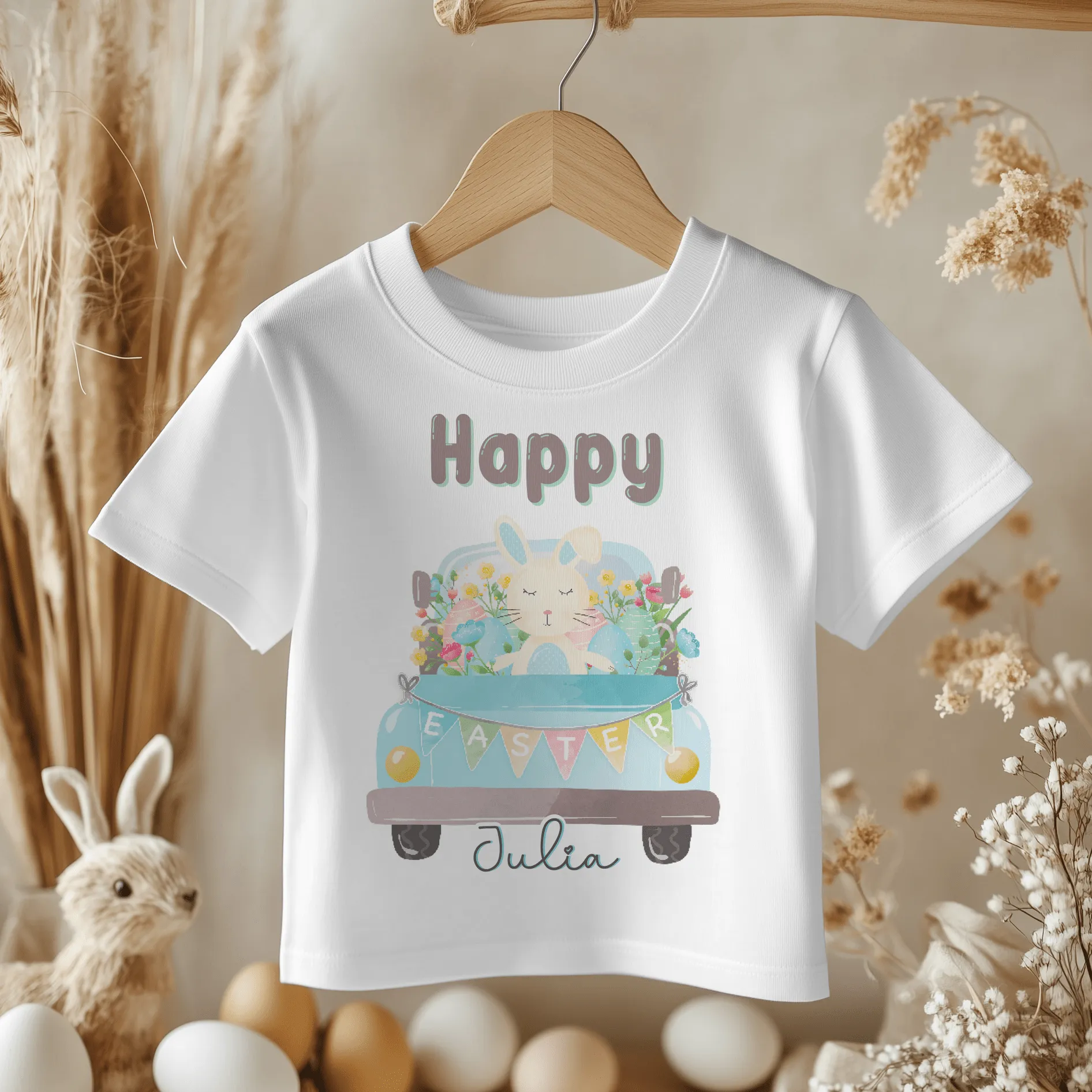Easter Bunny Truck Personalised Toddler & Kids T Shirt