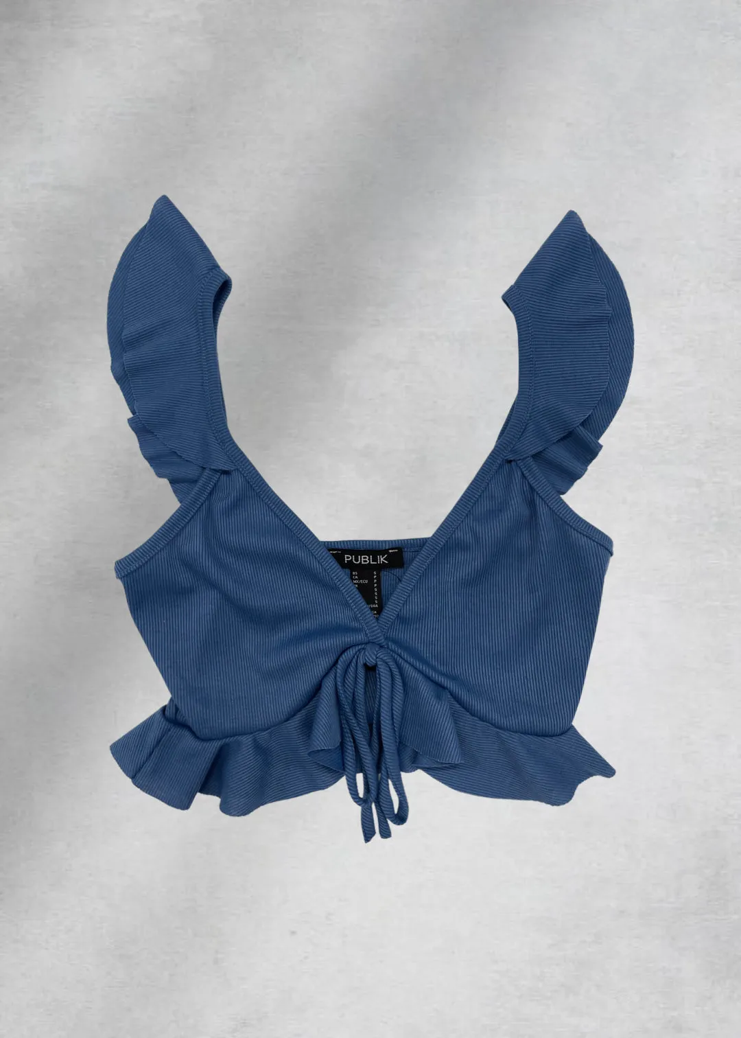 Ella Ruffle Crop Top - Blue