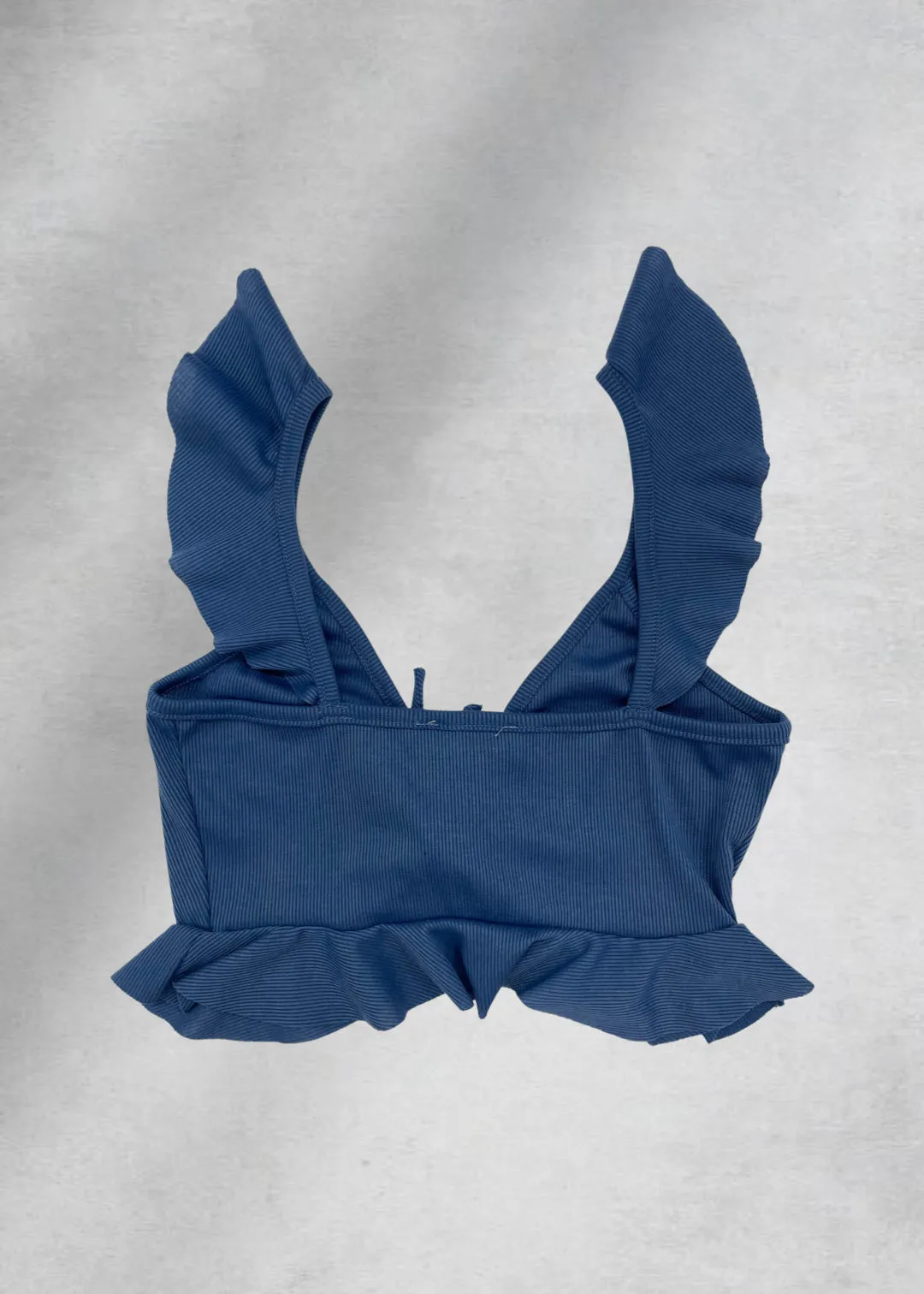 Ella Ruffle Crop Top - Blue