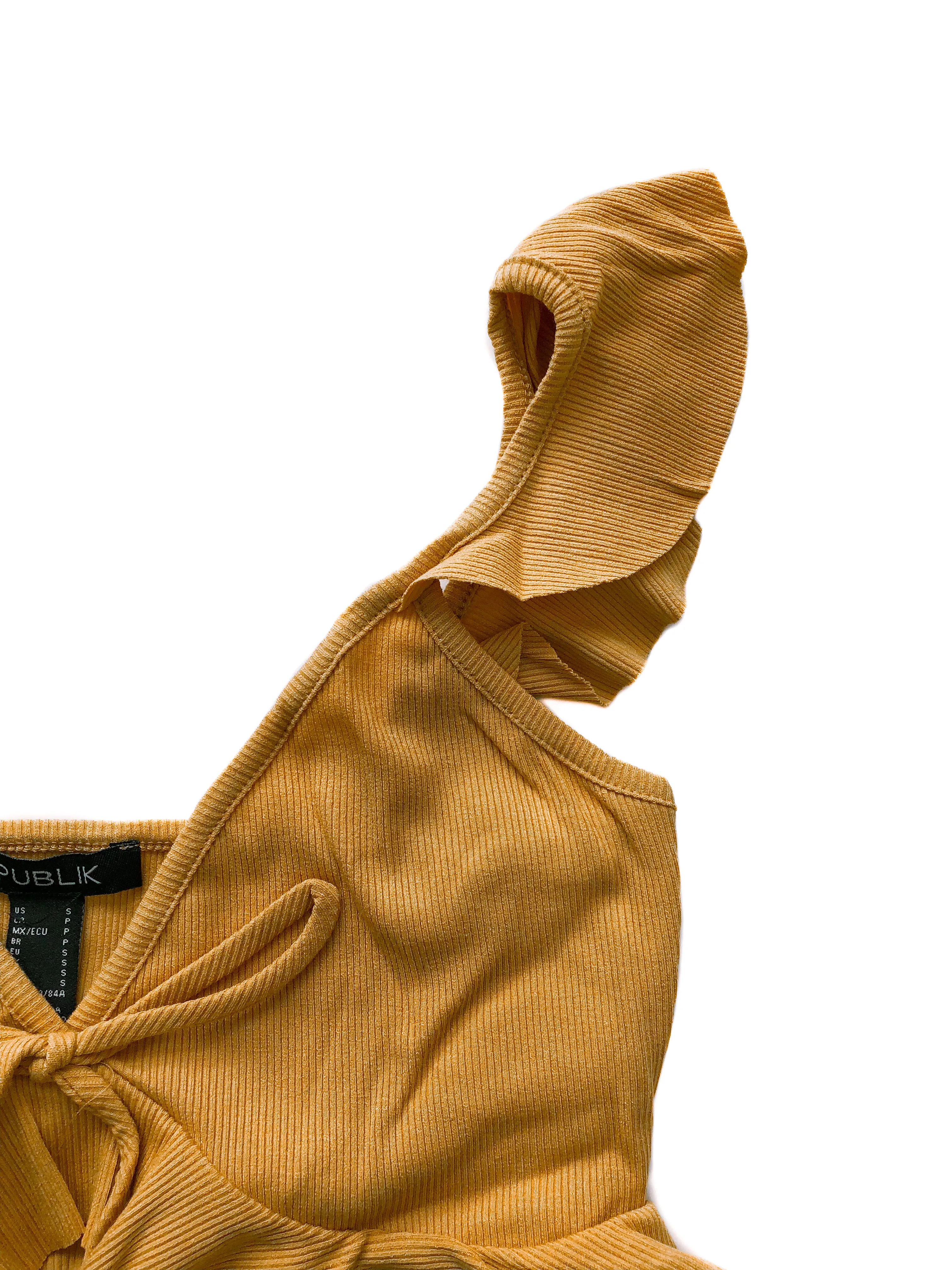 Ella Ruffle Crop Top - Mustard