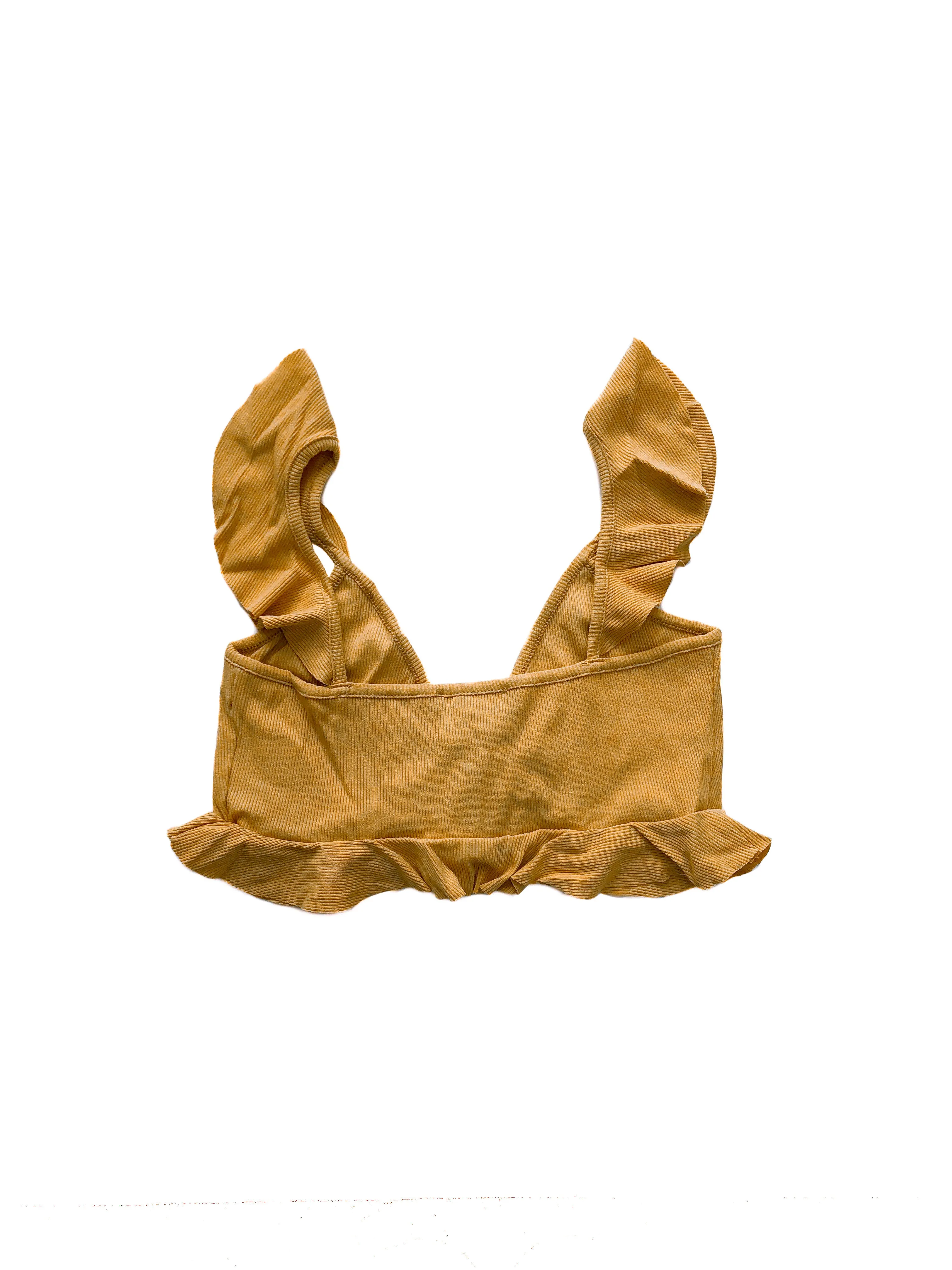 Ella Ruffle Crop Top - Mustard