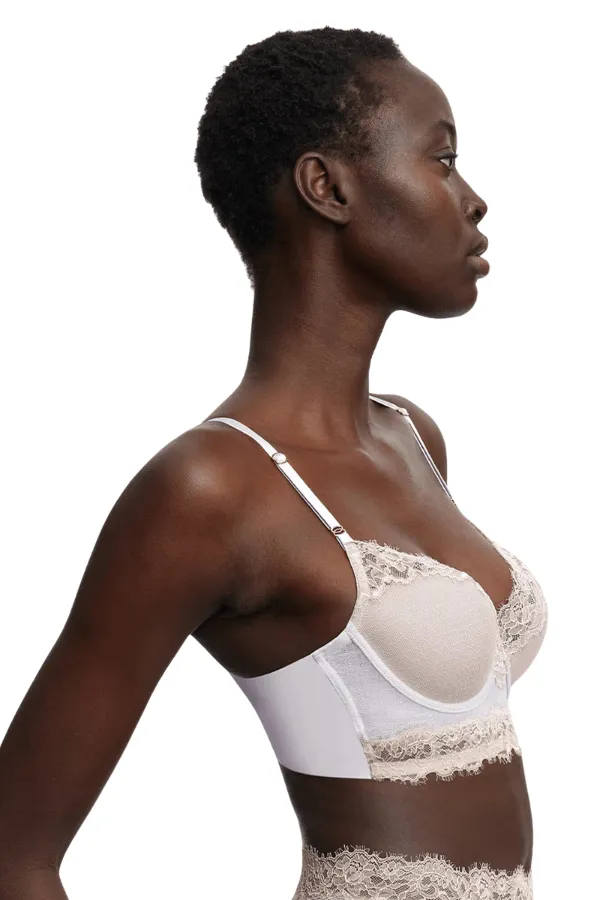 Entice Longline Lace Bra - White