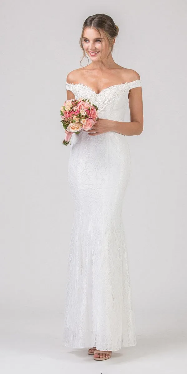 Eureka 8030 Lace Off-the-Shoulder Long Formal Dress