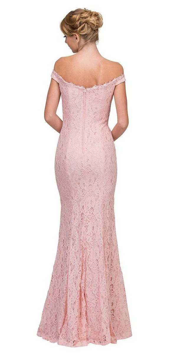 Eureka 8030 Lace Off-the-Shoulder Long Formal Dress