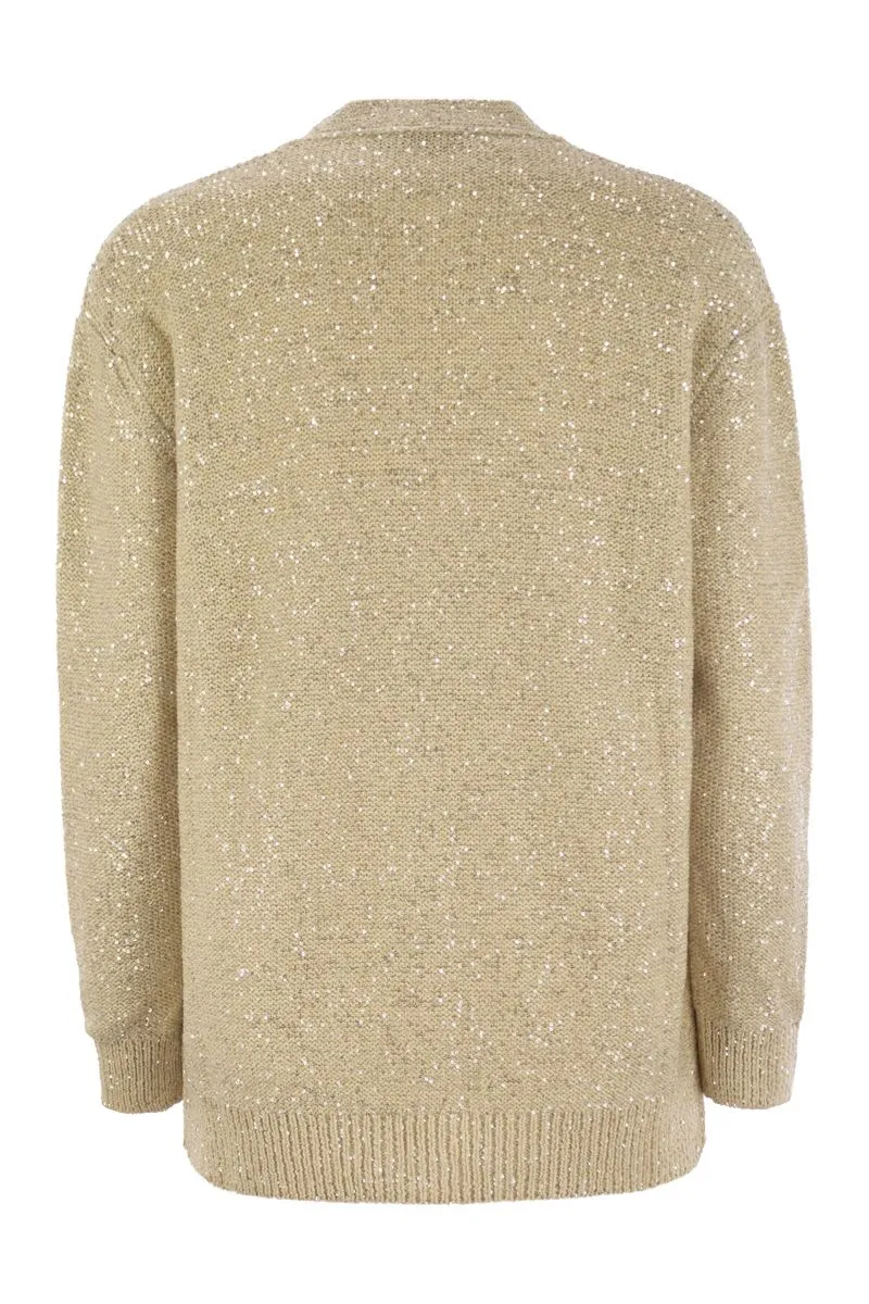 FABIANA FILIPPI Elegant V-Neck Cardigan with Sequins