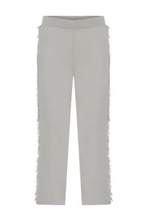 FRINGED KNITWEAR PANTS GRAY