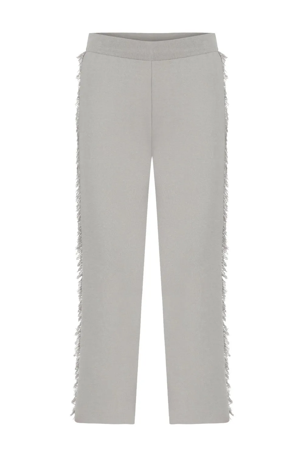 FRINGED KNITWEAR PANTS GRAY