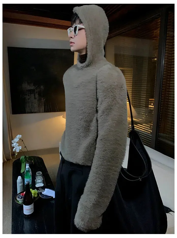 Furry Gray Hooded Sweater