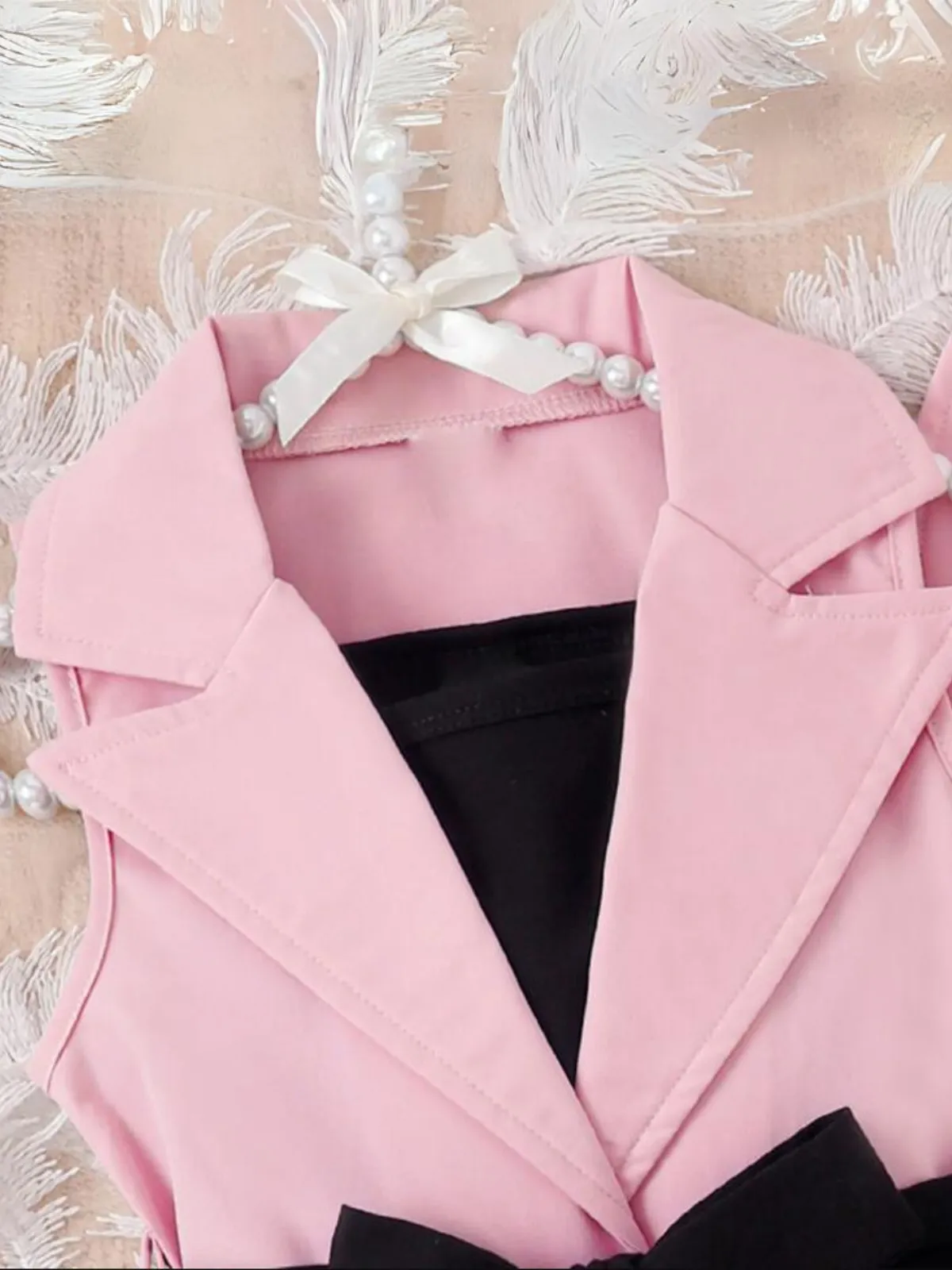 Girls Chic Belted Sleeveless Blazer with Hat 4pc Set